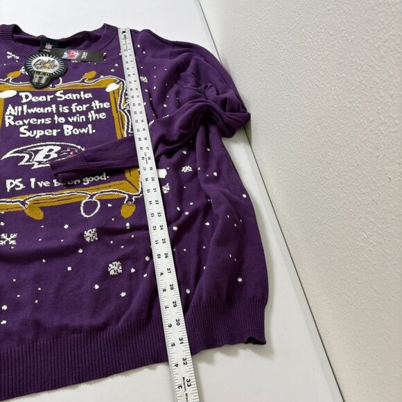 Baltimore Ravens NFL Team Apparel Ugly Christmas Sweater Size 2XL Light Up NWT - Picture 9 of 9